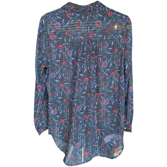 Caffe Marrakesh Floral Sheer Top Women's Size XL Business Casual Flowy - Picture 2 of 6